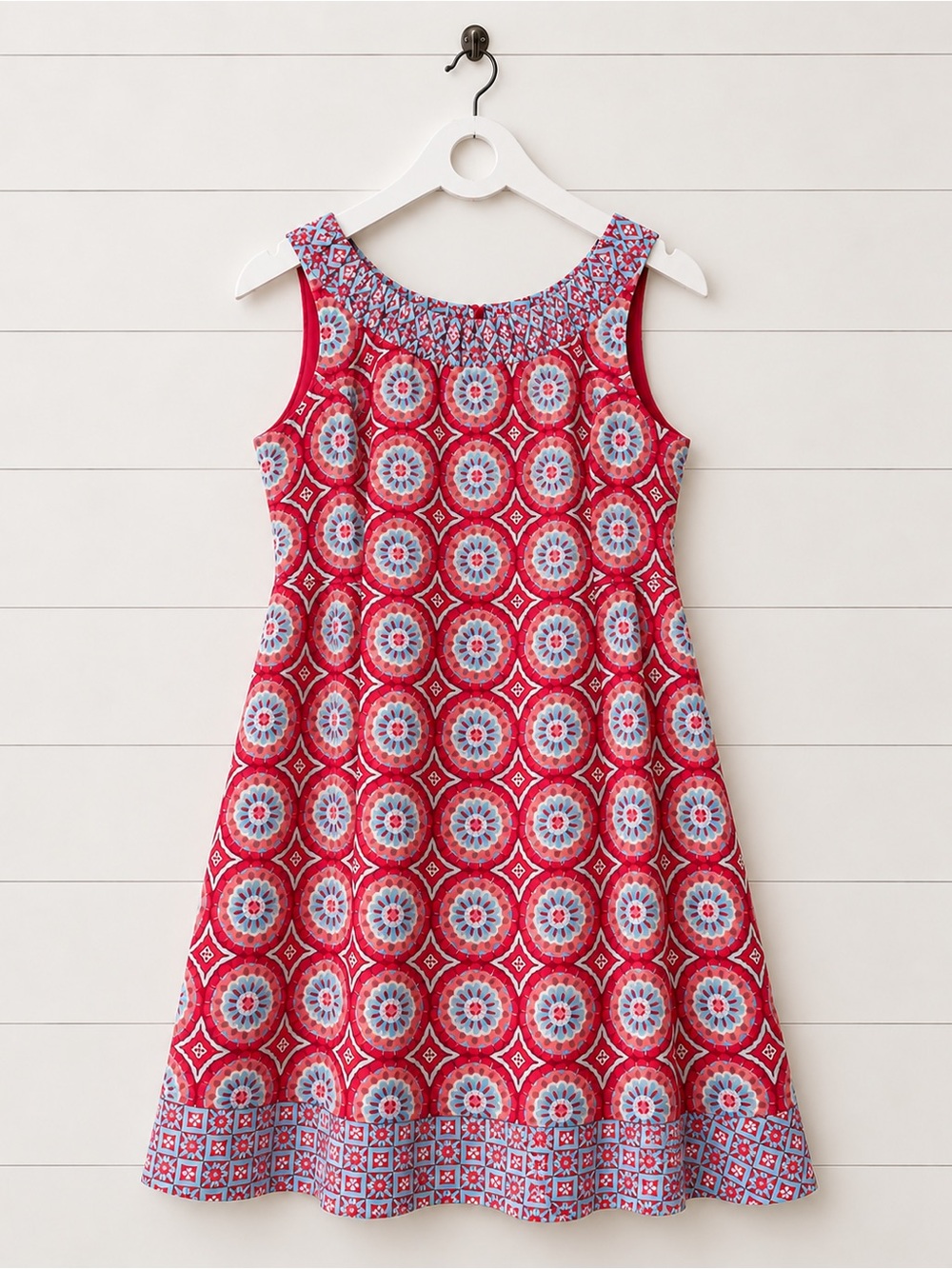 Talbots Pink and White Printed Sleeveless Midi Dress